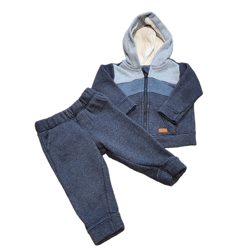 7 Seven For All Mankind Blue Baby Zip Up Hoodie and Sweat pants, 12 months